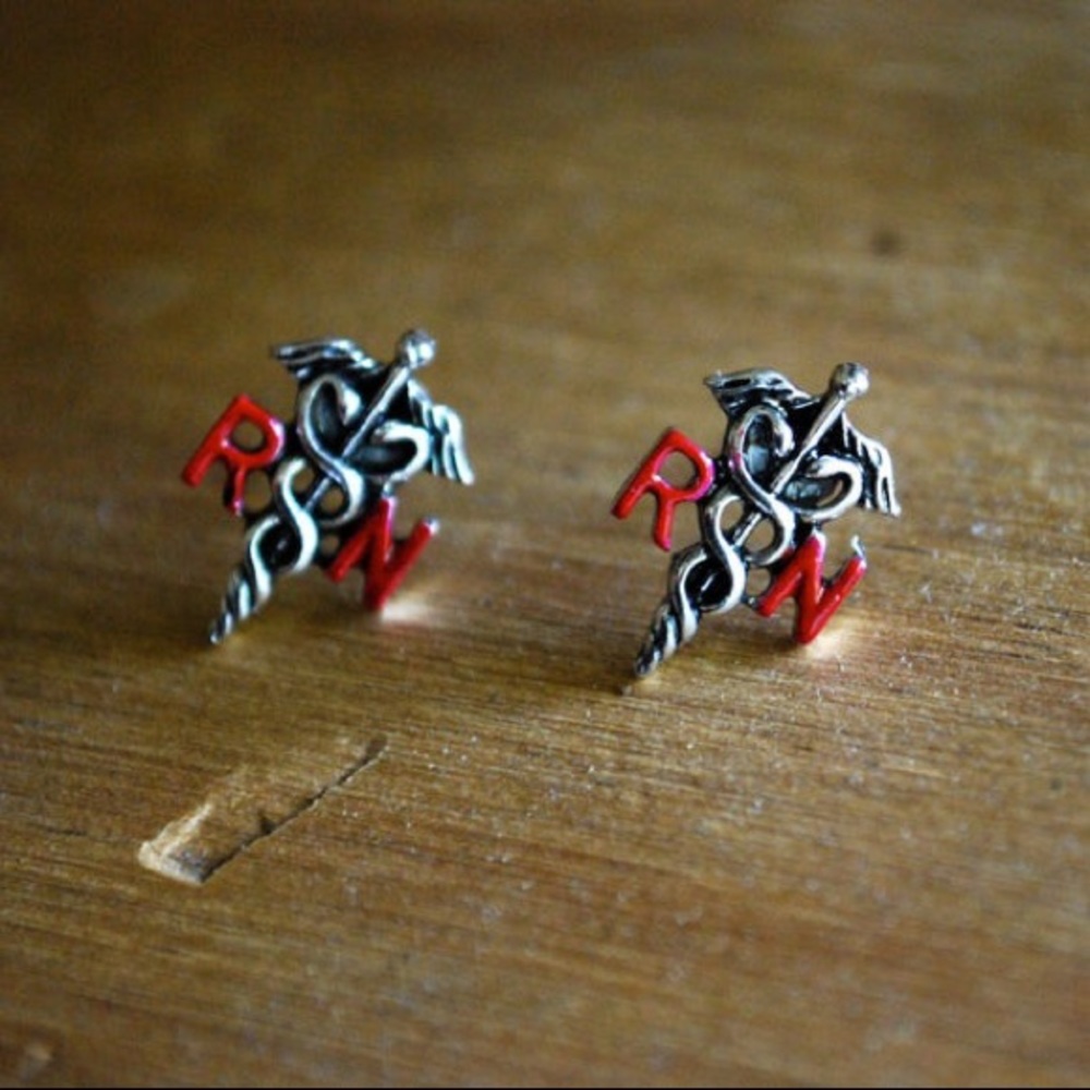 RN Nurse Caduceus Earrings
